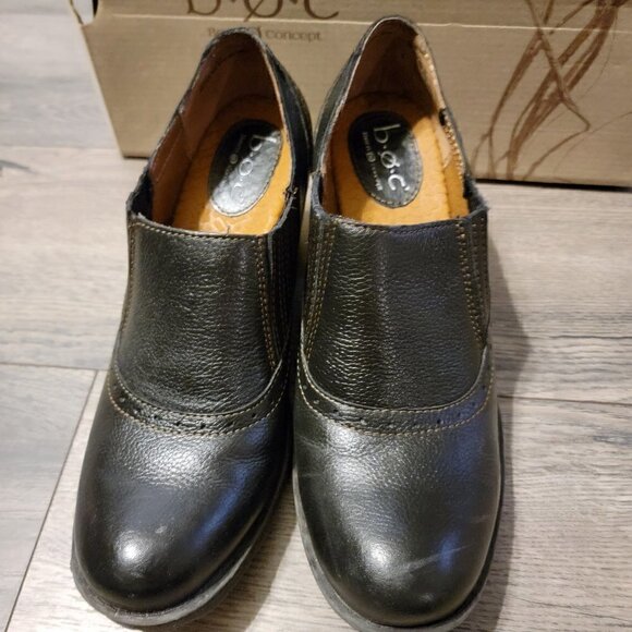 B.o.c Sorla Block Heel Black Pebble Leather Slip on Stretch Ankle Booties. - Picture 3 of 6